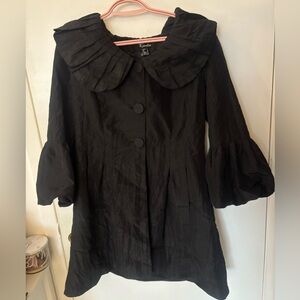 Cartise vintage dress coat large ruffle collar accent buttons and puff sleeves